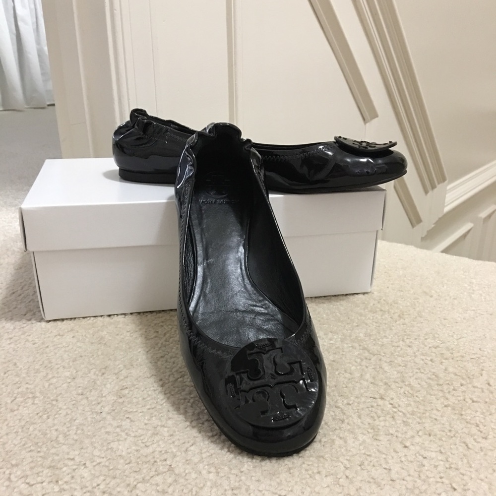 Tori Burch Black Patent Leather Flats